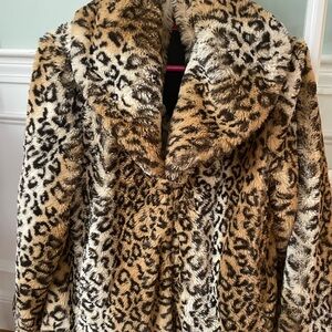 Alice and Olivia Leopard Print Faux Fur Coat